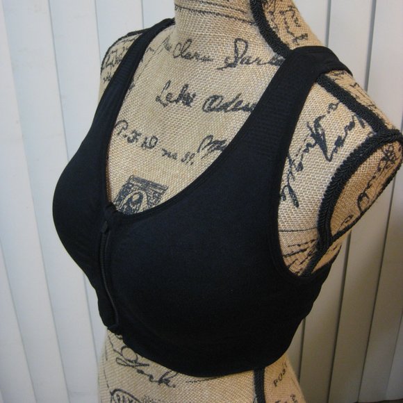 NWOT black zip front sports bra M med - Picture 2 of 6